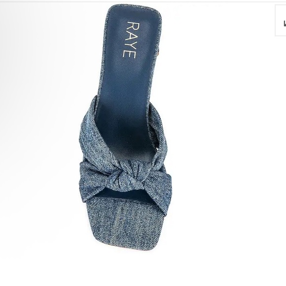 RAYE Shoes - RAYE Fifi Heel Denim Indigo Blue Bow Square Toe Mules Size 9